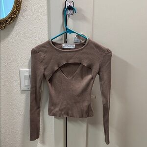 Petal & Pup Brown Long Sleeve Cutout Top